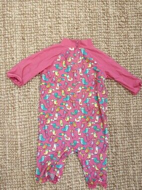 Girls' Pink Toucan-Print Long Sleeve Swim Rashguard